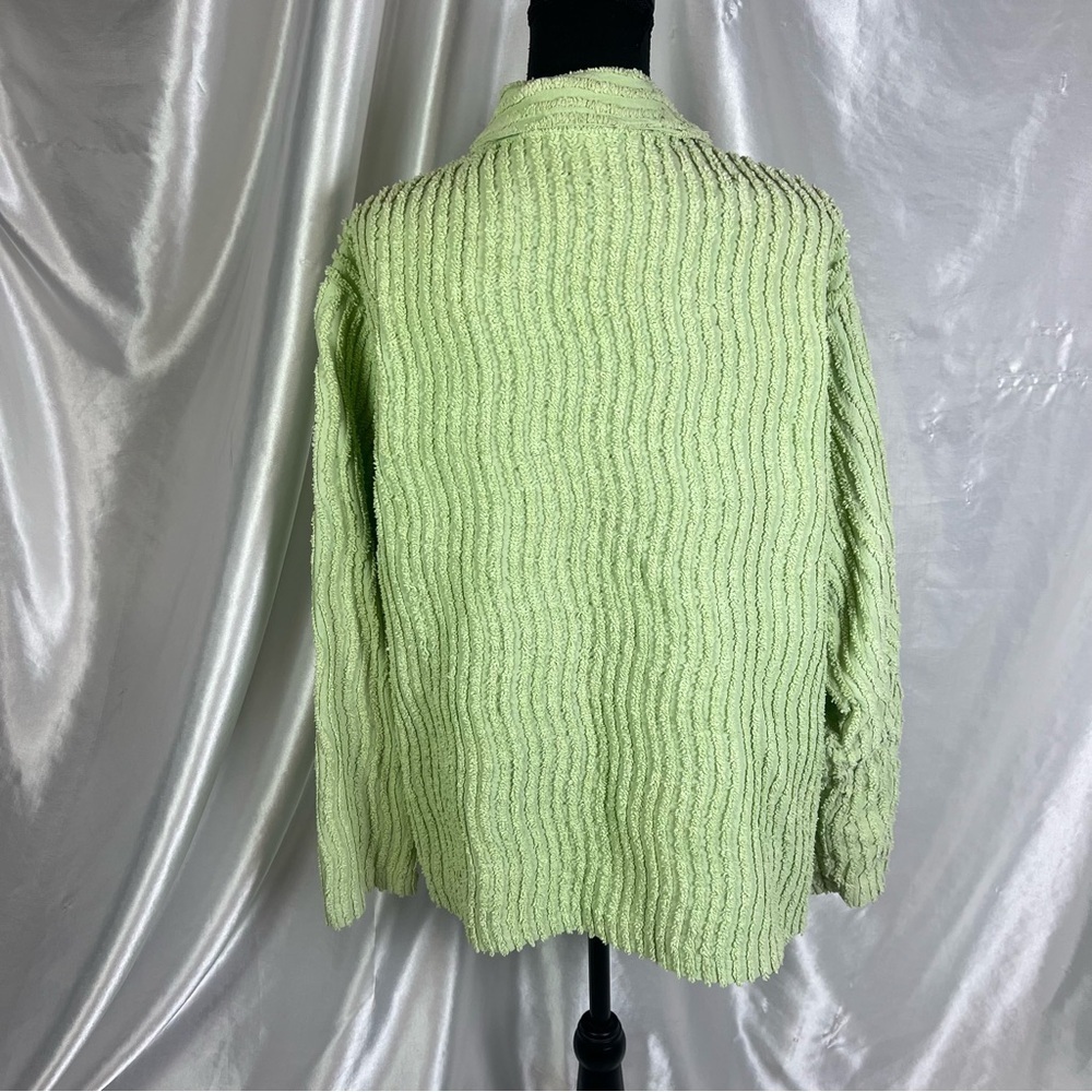 Vintage Amica Green Textured Cotton Button-Up Cardigan Blazer – Size Large - Picture 4 of 9